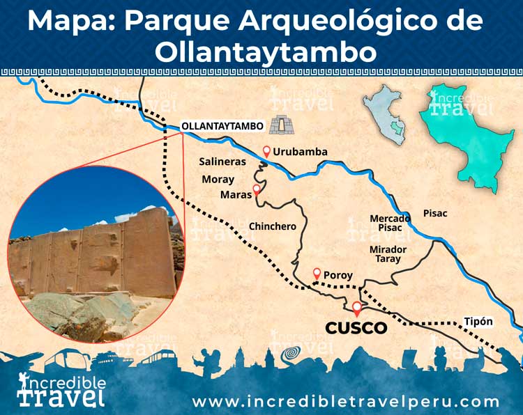 Mapa Parque Arqueológico de Ollantaytambo