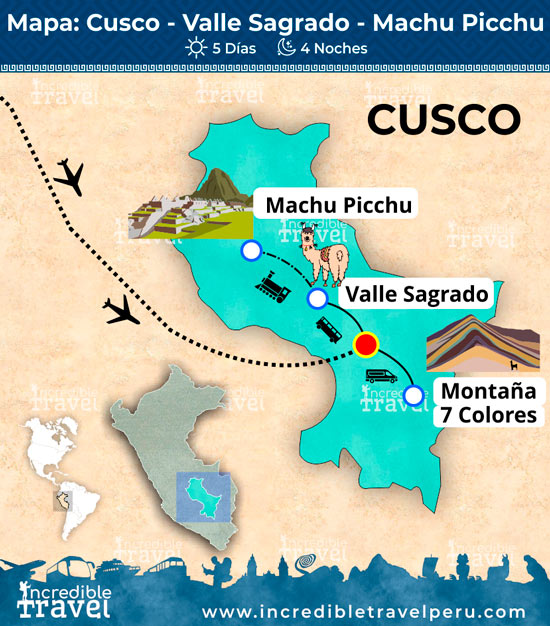 Mapa Tour Cusco 5 dias 4 noches