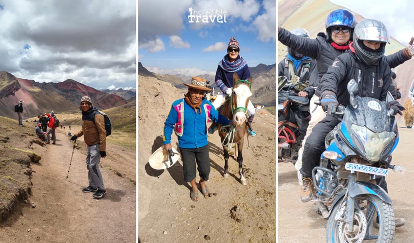 montana de siete colores caminando caballo moto